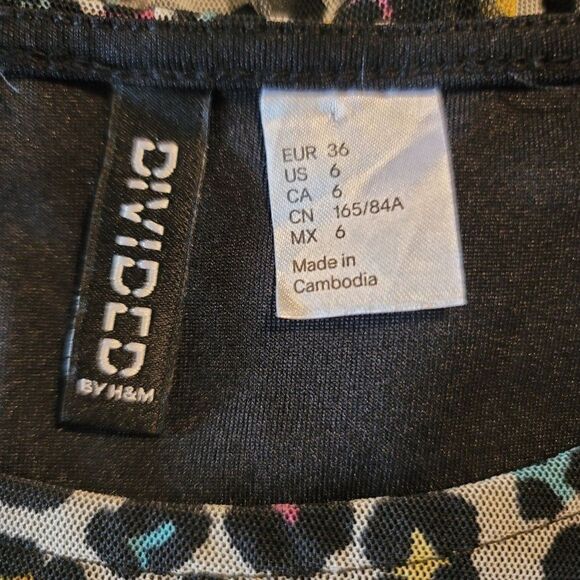 Womens Divided Dress High Low Tank Netted Multicolor Leopard Print Sz 6 - Picture 3 of 5